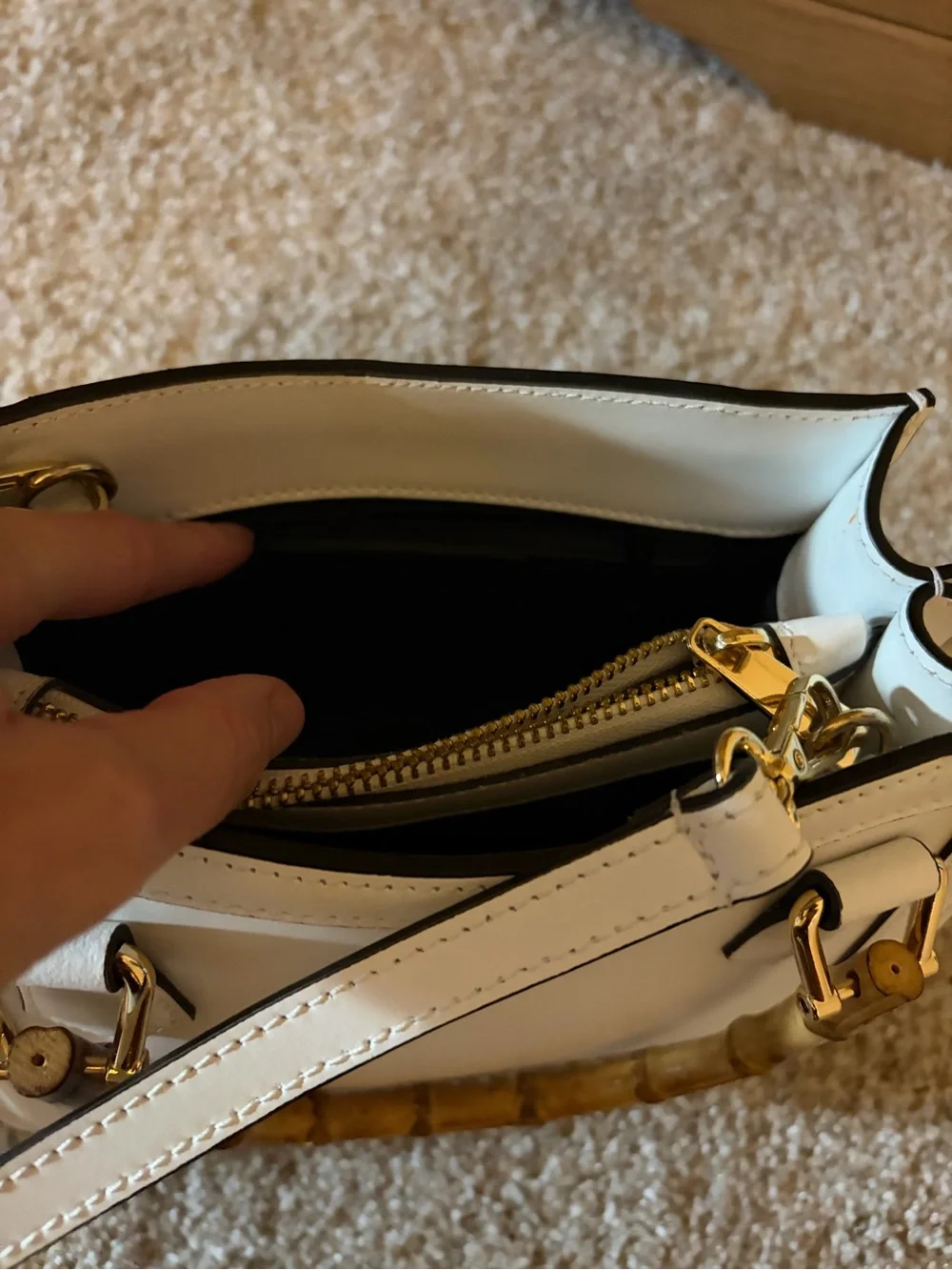 Custom Made Italy White Leather Diana Small Tote Crossbody Bamboo Handle Gucci - Picture 9 of 10